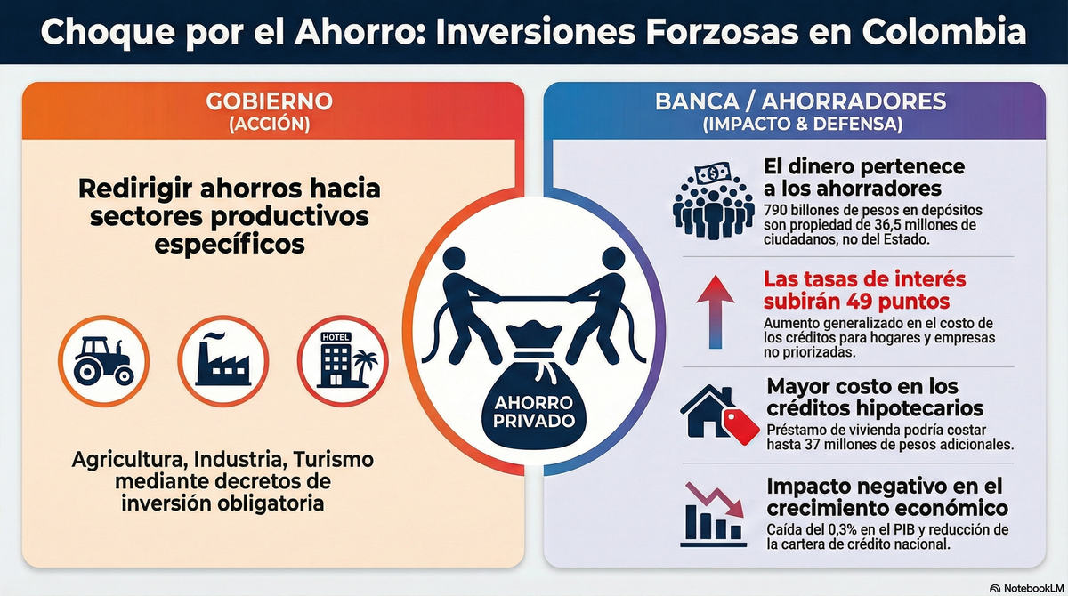 El debate sobre las inversiones forzosas en Colombia enfrenta al Gobierno con la banca